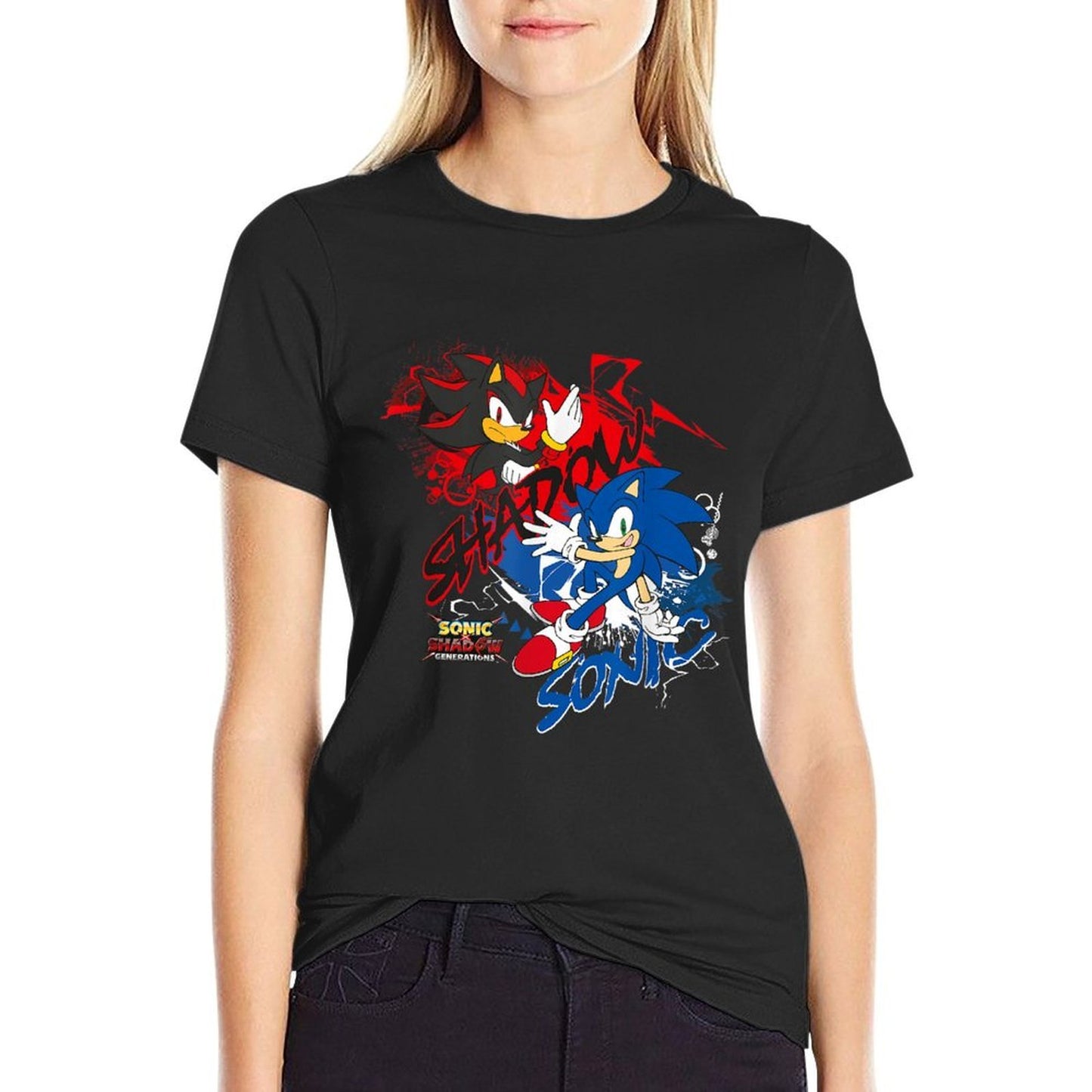 Sonic The Hedgehog Sonic X Shadow Generations Shadow & Sonic  Relaxed-fit T-Shirt