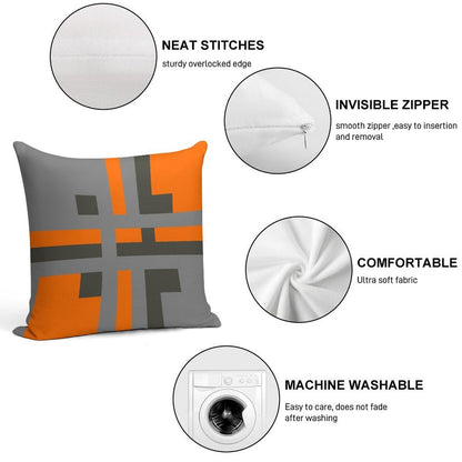 Divine Color Block Grey And Orange 01 Soft Style Accent Throw Pillow
