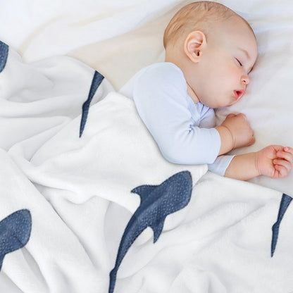 A Blue Whale Shark Swimming Easy Care Throw Blanket