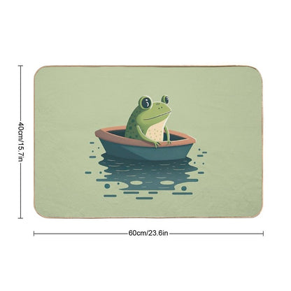 Cute Frog on A Journey Durable Bath Mat