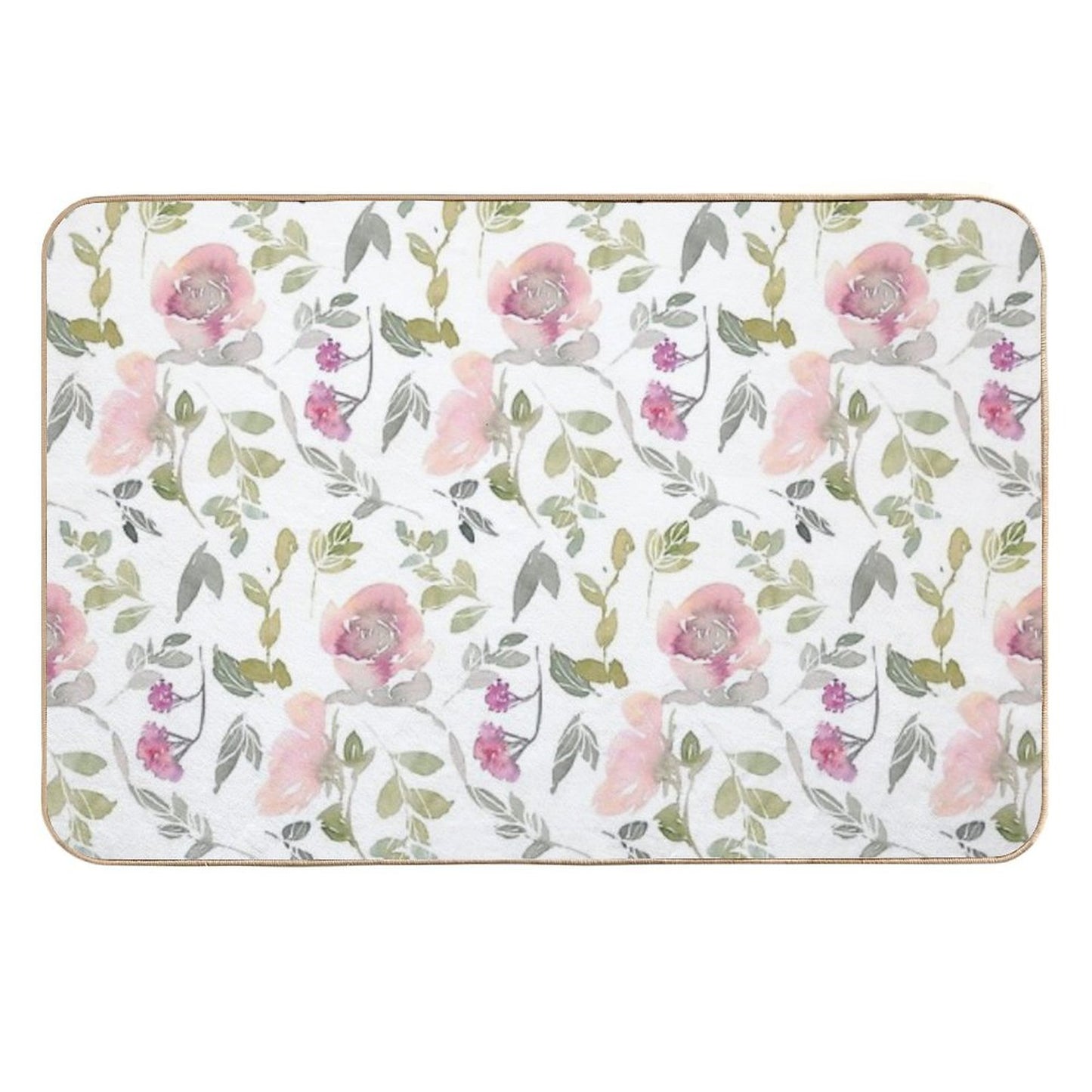 Floral Pattern in Watercolors  Slip-Resistant Bath Mat