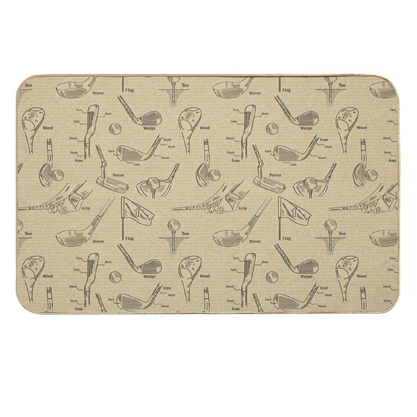 Golf  Vintage  Sepia  Toxin-Free Bath Mat
