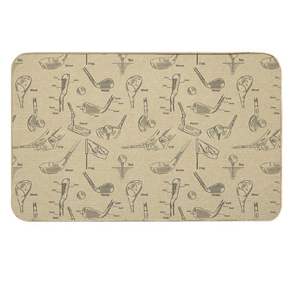 Golf  Vintage  Sepia  Toxin-Free Bath Mat