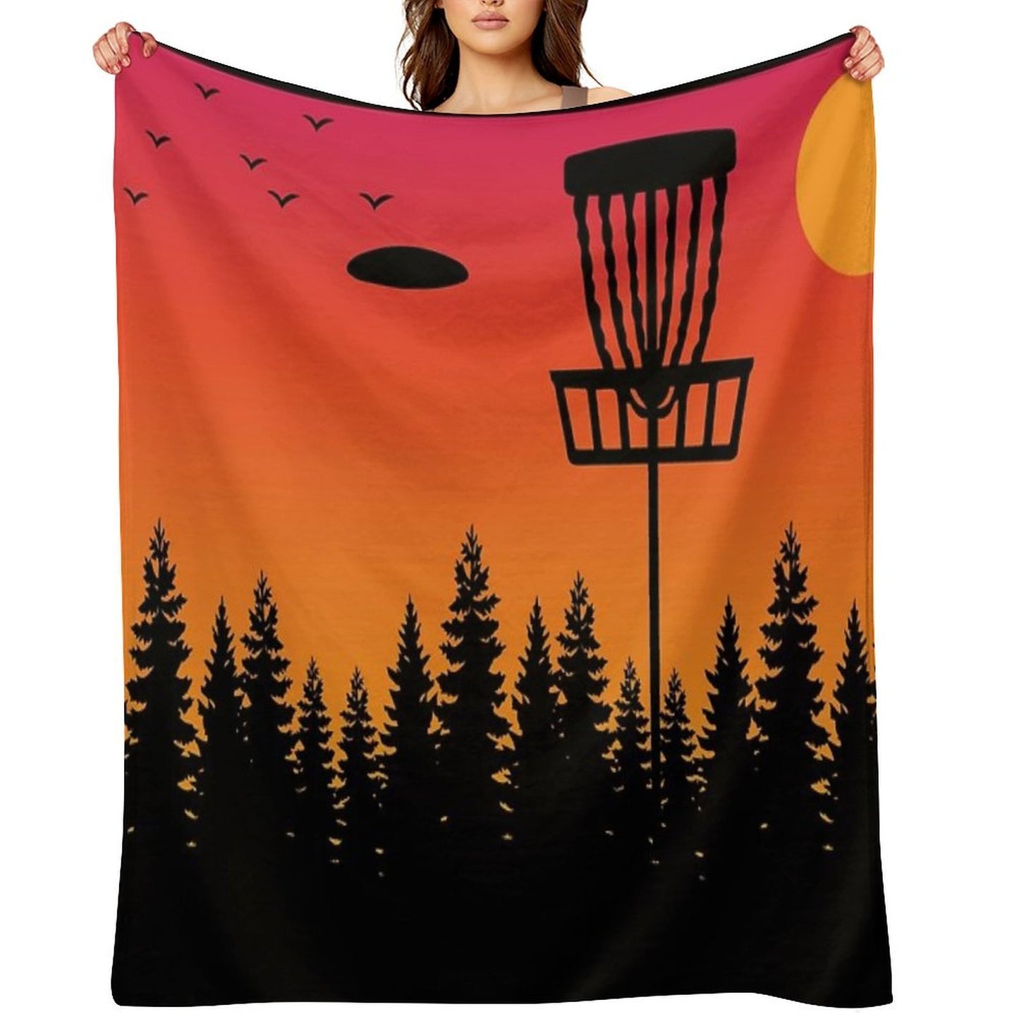 Distressed Disc Golf Frolf Frisbee Player Retro Vintage 70s Travel-friendly Throw Blanket