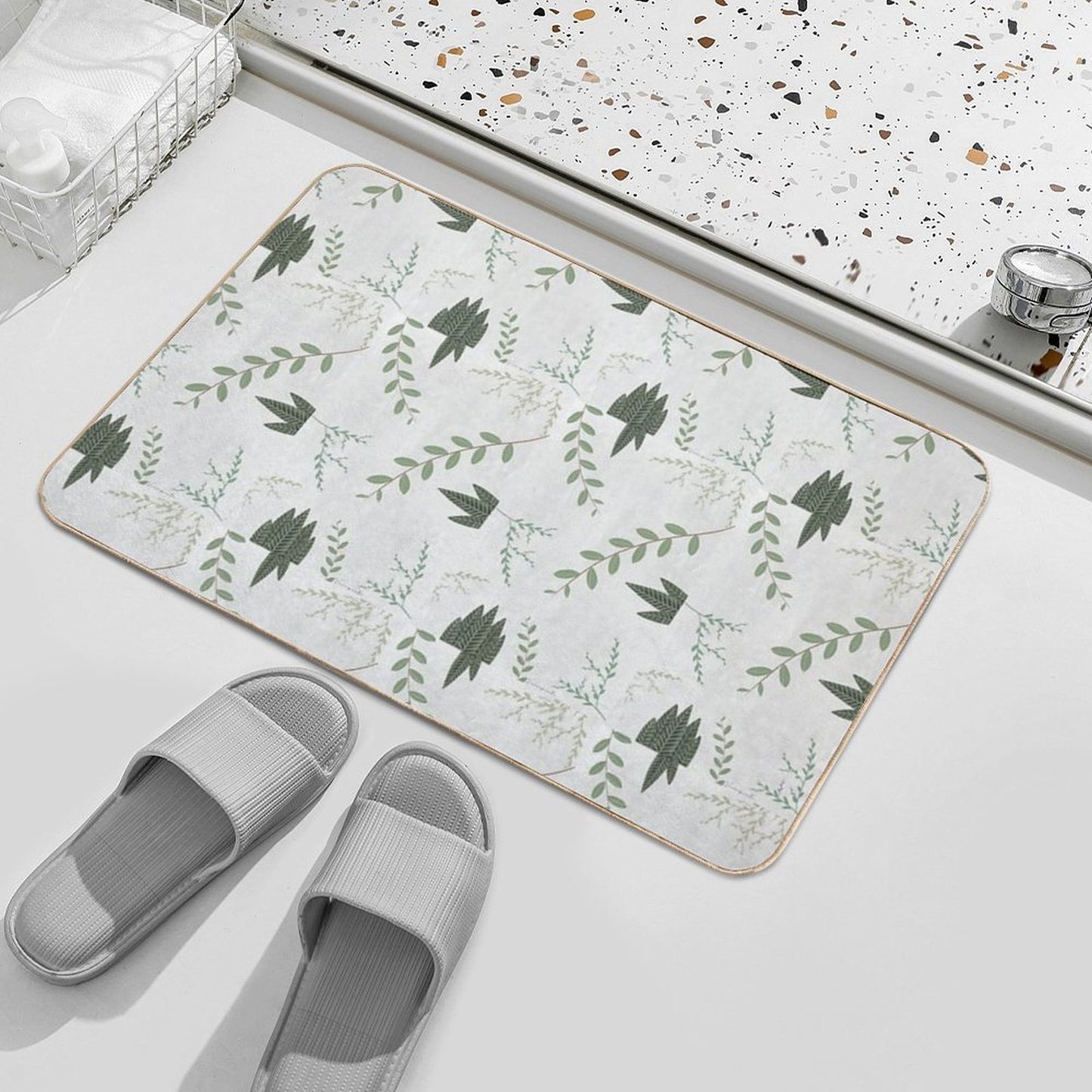 Botanical, Plants  Rapid-Drying Bath Mat