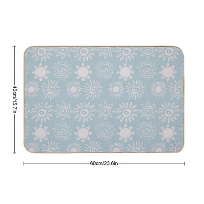 Magical Sun Bohemian Dreamy Aesthetic In Muted Colors Sky Blue  Slip-Resistant Bath Mat