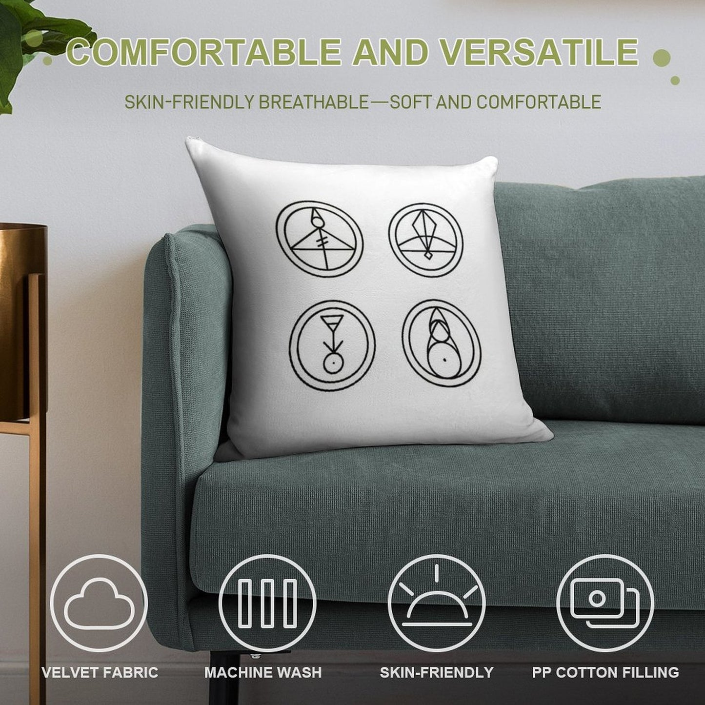 Luz's Glyphs Soft Durable Construction Throw Pillow