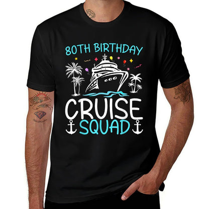 80th Birthday Cruise Squad Gifts 2025 Matching Party Family  Heathered Texture T-Shirt