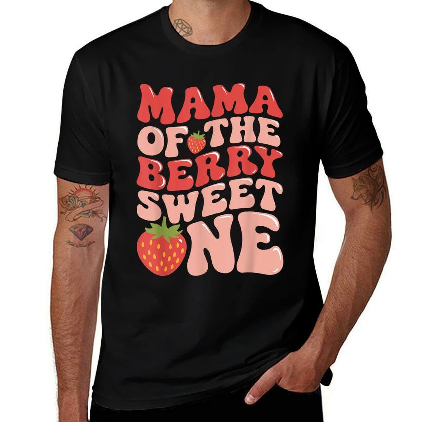 Mama Of The Berry Sweet One Strawberry First Birthday  Trendy Pattern T-Shirt