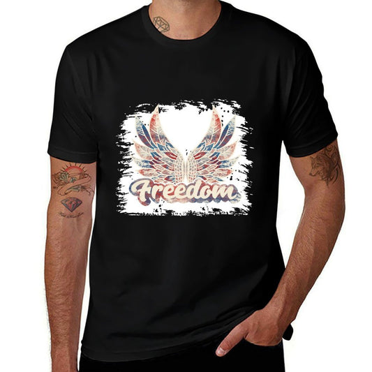 Bleached July 4th Freedom Wings Patriotic USA Angel Wings  Vintage-inspired T-Shirt