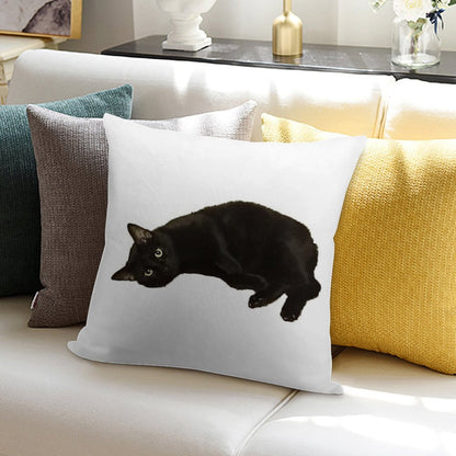 Black Cat Soft Shrink-Resistant Throw Pillow