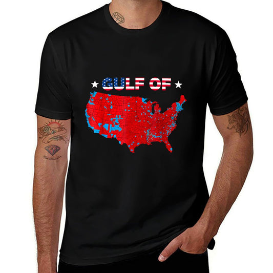 Gulf of USA America Funny USA Flag Mens Womens Heathered Texture T-Shirt