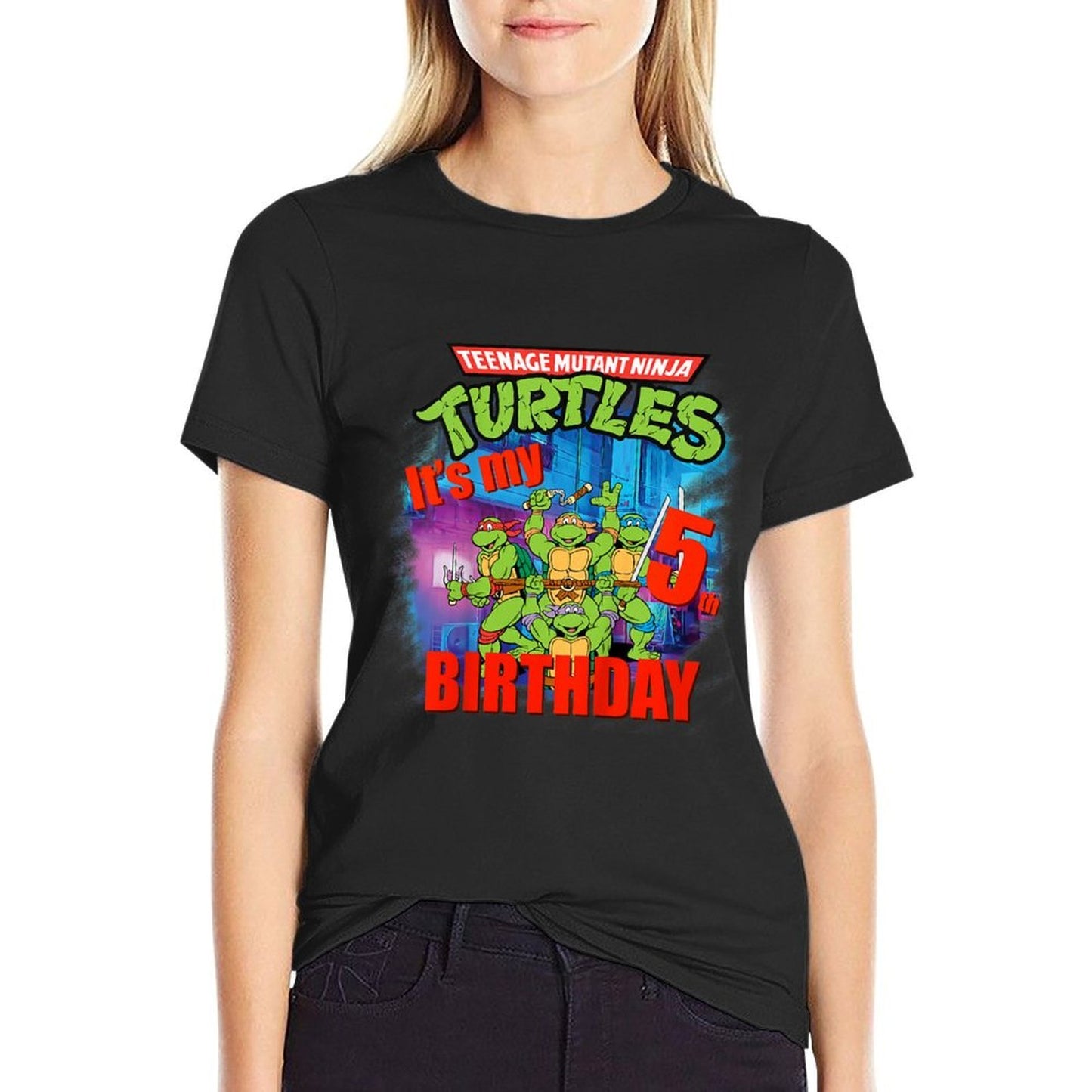 Mademark Xnage Mutant Ninja Turtles - Originalnage Mutant Ninja Turtles Fifth Birthday 5  Graphic-printed T-Shirt
