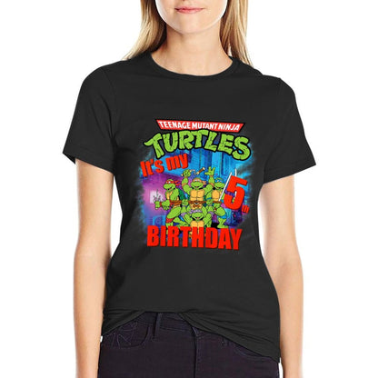 Mademark Xnage Mutant Ninja Turtles - Originalnage Mutant Ninja Turtles Fifth Birthday 5  Graphic-printed T-Shirt