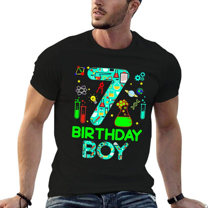 Kids Science 7th Birthday 7 Year Old Boy Future Scientist  Polyester Blend T-Shirt