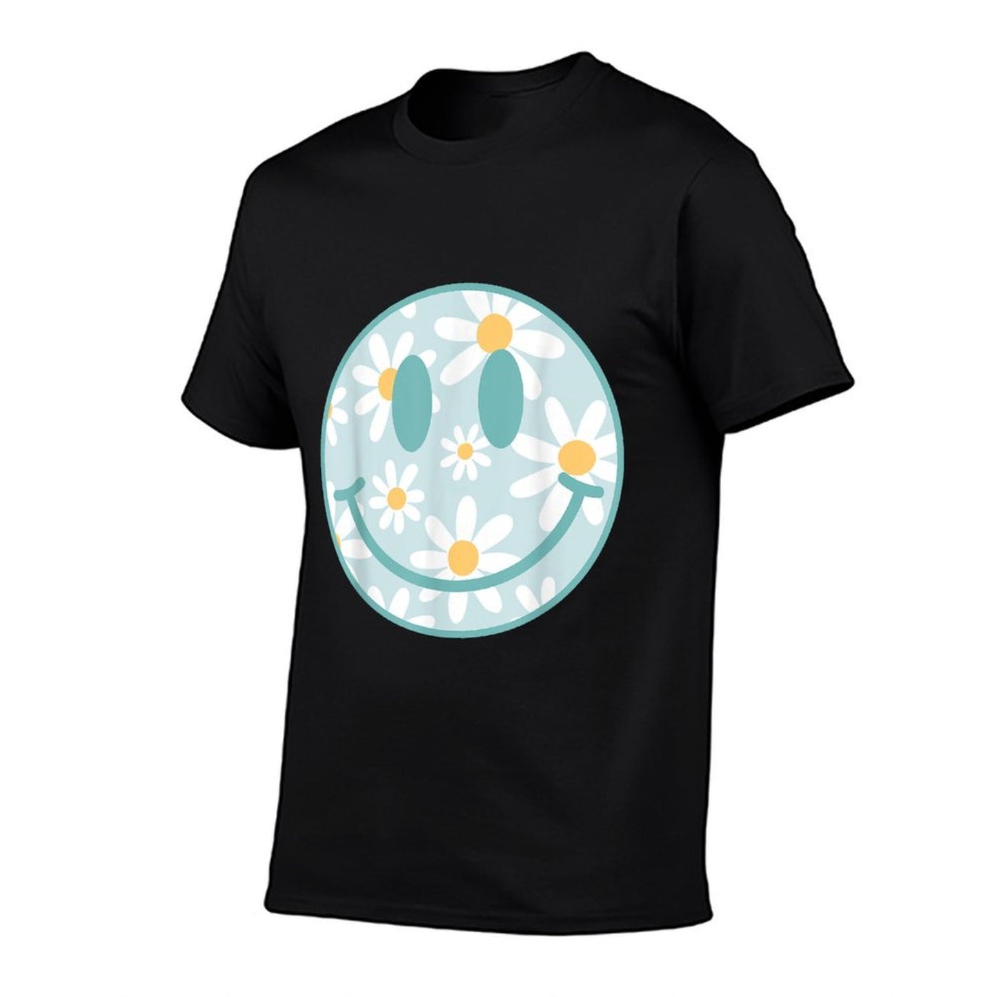 Retro Teal Happy Face Checkered Pattern Smile Face Trendy  Affordable Price T-Shirt