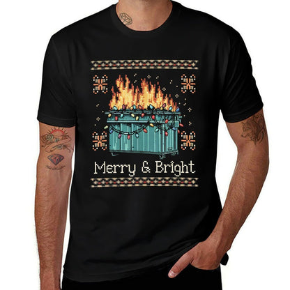 Ugly Christmas Sweater Dumpster Fire - Merry And Bright  Soft T-Shirt