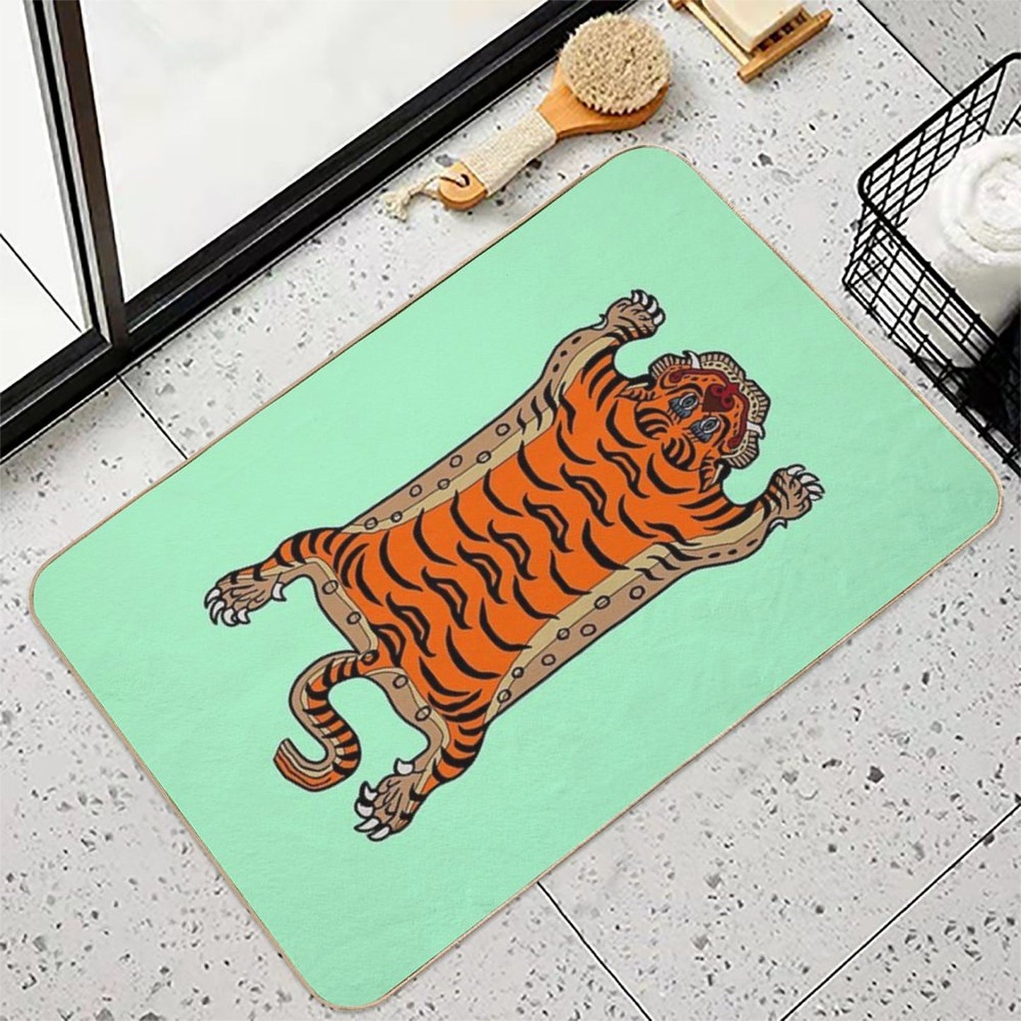 TIBETAN TIGER RUG-turquoise  Multi-Purpose Bath Mat