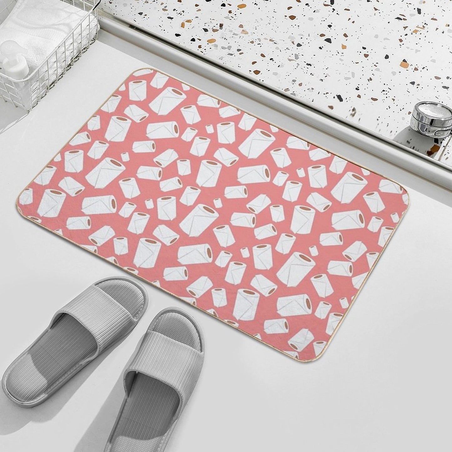 Repeating Toilet Paper Rolls  Stain-Proof Bath Mat