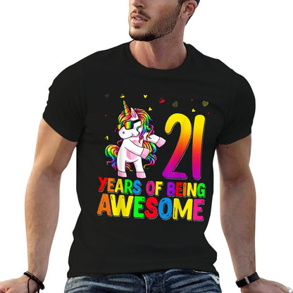 21 Years Old Birthday Unicorn Flossing 21st Birthday Unicorn  Eco-friendly Material T-Shirt