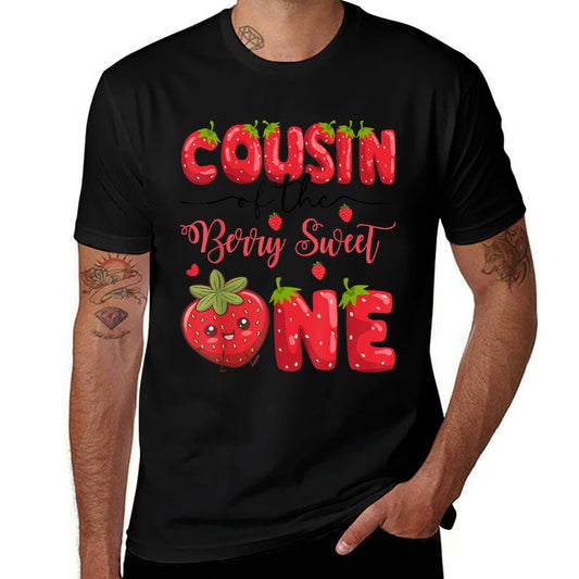 Cousin Of The Berry Sweet One Strawberry First Birthday  High-quality Stitching T-Shirt