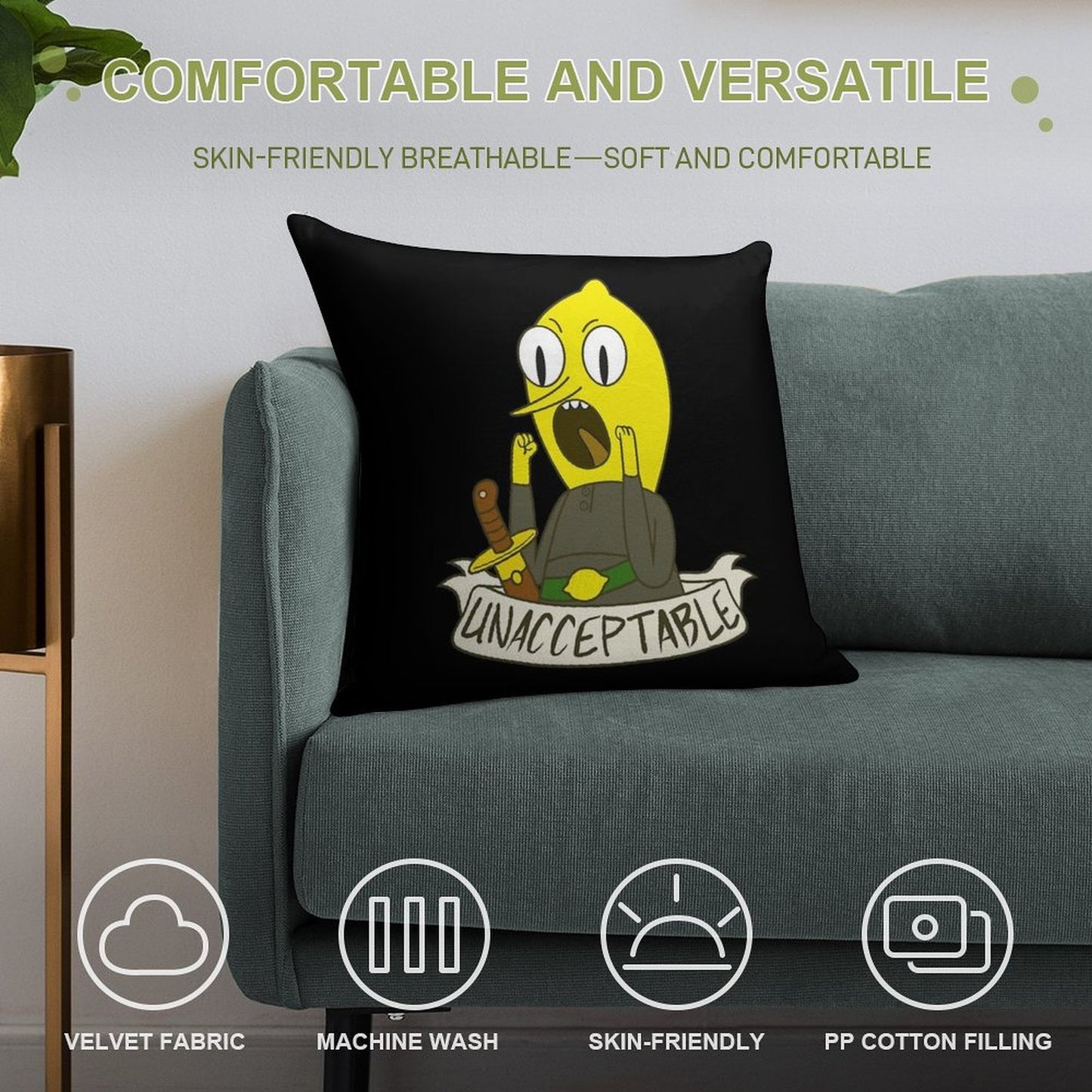 Lemongrab Soft Luxury Feel Throw Pillow