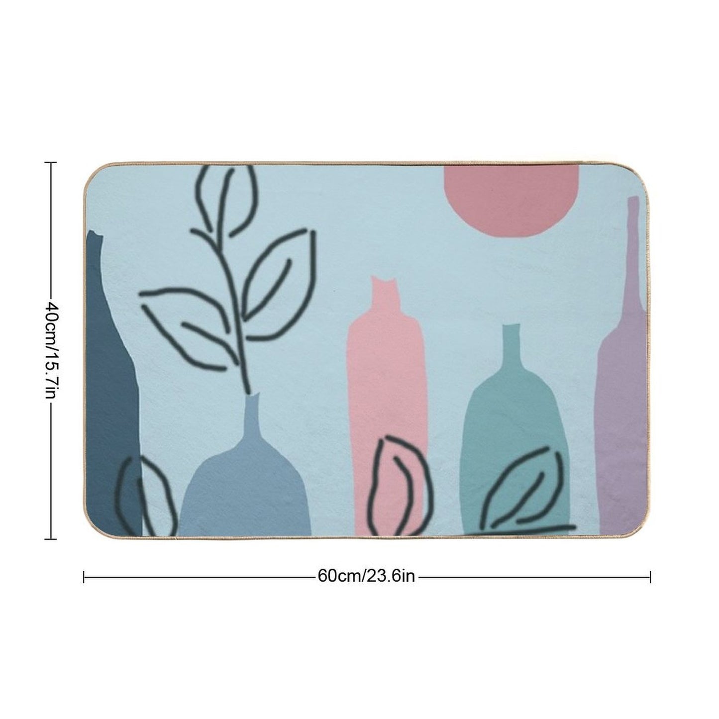 Bottels Blue Leaves  Easy To Clean Bath Mat