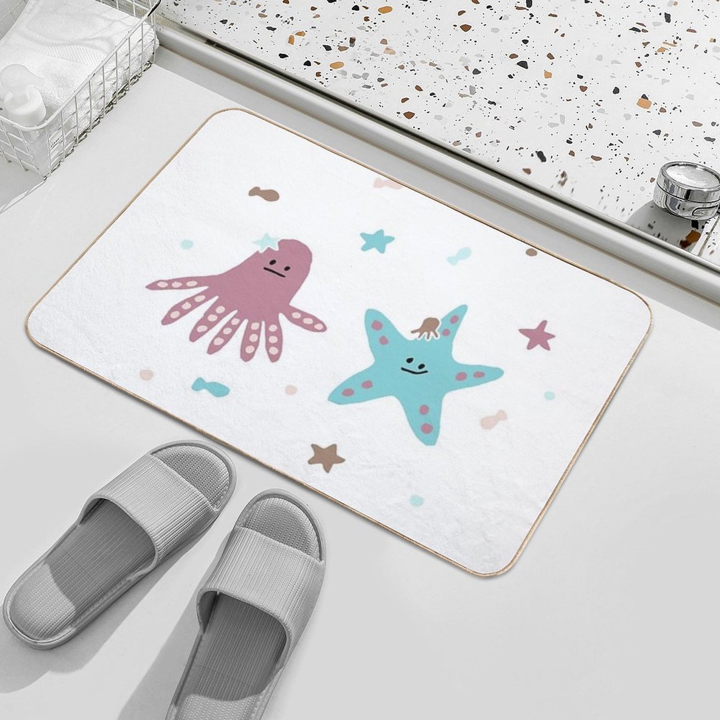 Octopus And Starfish Friends  Eco-Friendly Bath Mat