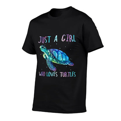 Turtle Watercolor Sea Ocean Just A Girl Who Loves Turtles  Oversized Silhouette T-Shirt