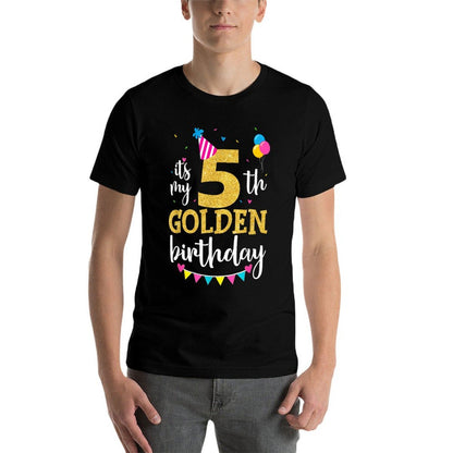 It's My 5th Golden Birthday 5 Year Old Bday Kids Born 2018  Relaxed-fit T-Shirt