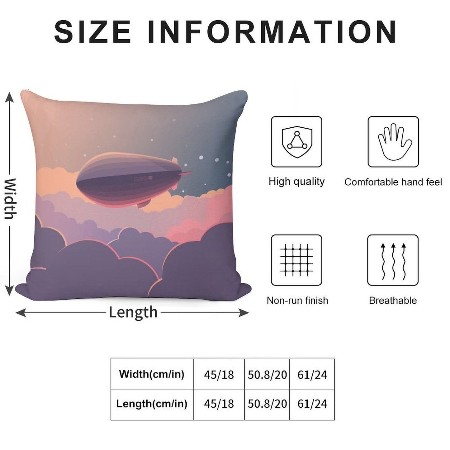 Airship Soft Skin-Friendly Throw Pillow