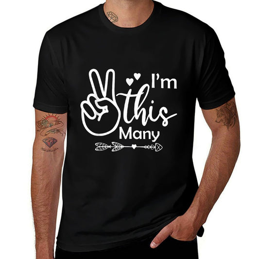Kids I&#39;m This Many Two Year Old 2nd Second Birthday Gift  Trendy Pattern T-Shirt