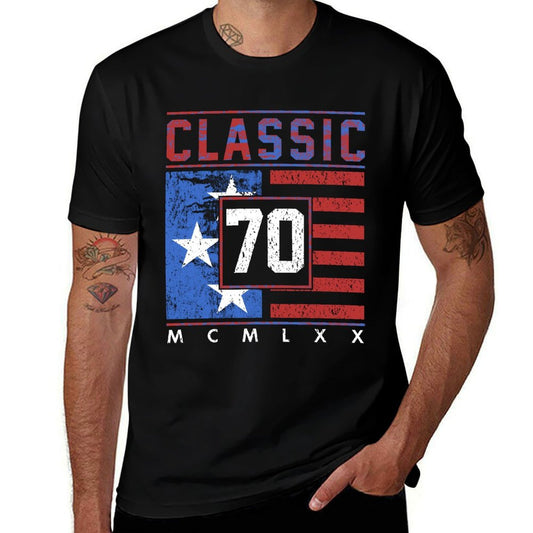 Classic American Patriotic Veteran's 50th Birthday  Ribbed Collar T-Shirt