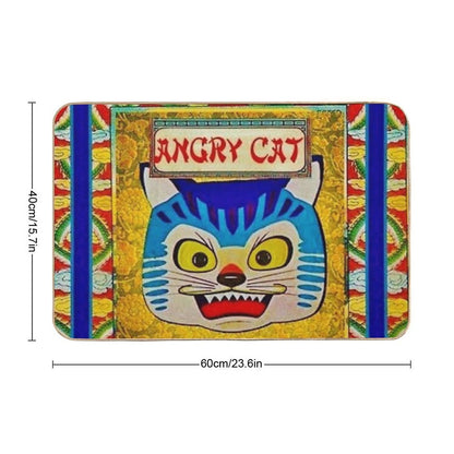 Angry Cat Vintage Firework Cover  Long-Lasting Bath Mat