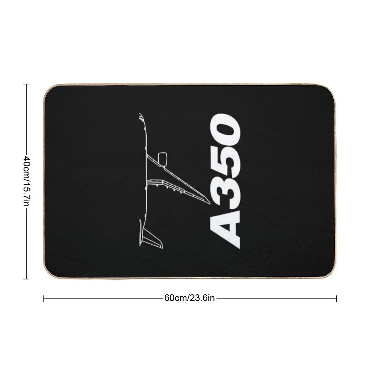 Airbus A350 Top View Durable Bath Mat
