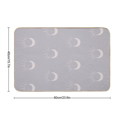 Cute Sun And Moon Design Boho Aesthetic In Muted Colors Blue Gray  Absorbent Bath Mat