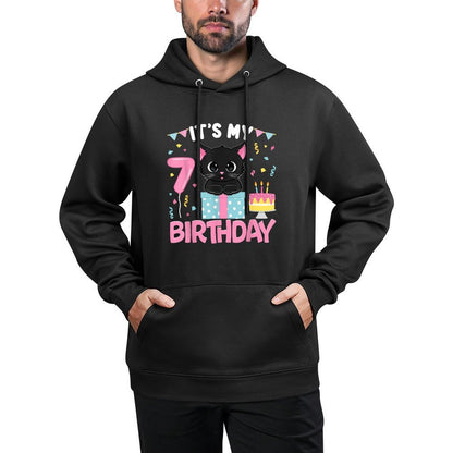 Its My 7th Birthday Girl Cat Birthday 7 Year Old BDay Party Layering Staple Hoodie