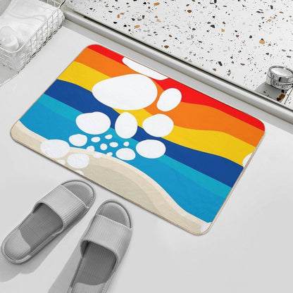 Beach Summertime Abstract Rainbow Print  Toxin-Free Bath Mat