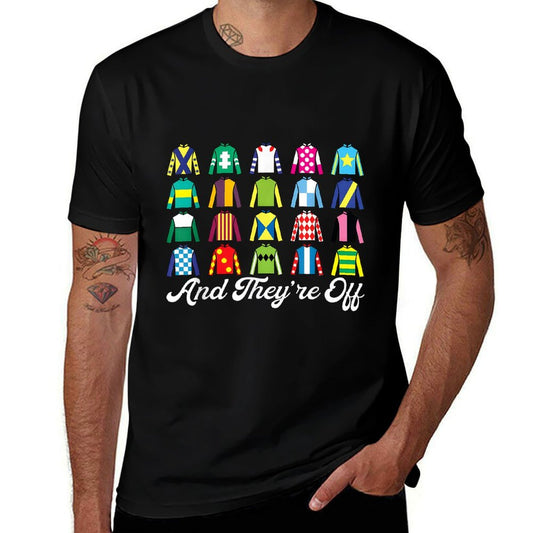 And They&#39;re Off Horse Racing Derby Day Funny Silks Jockey  Vintage-inspired T-Shirt