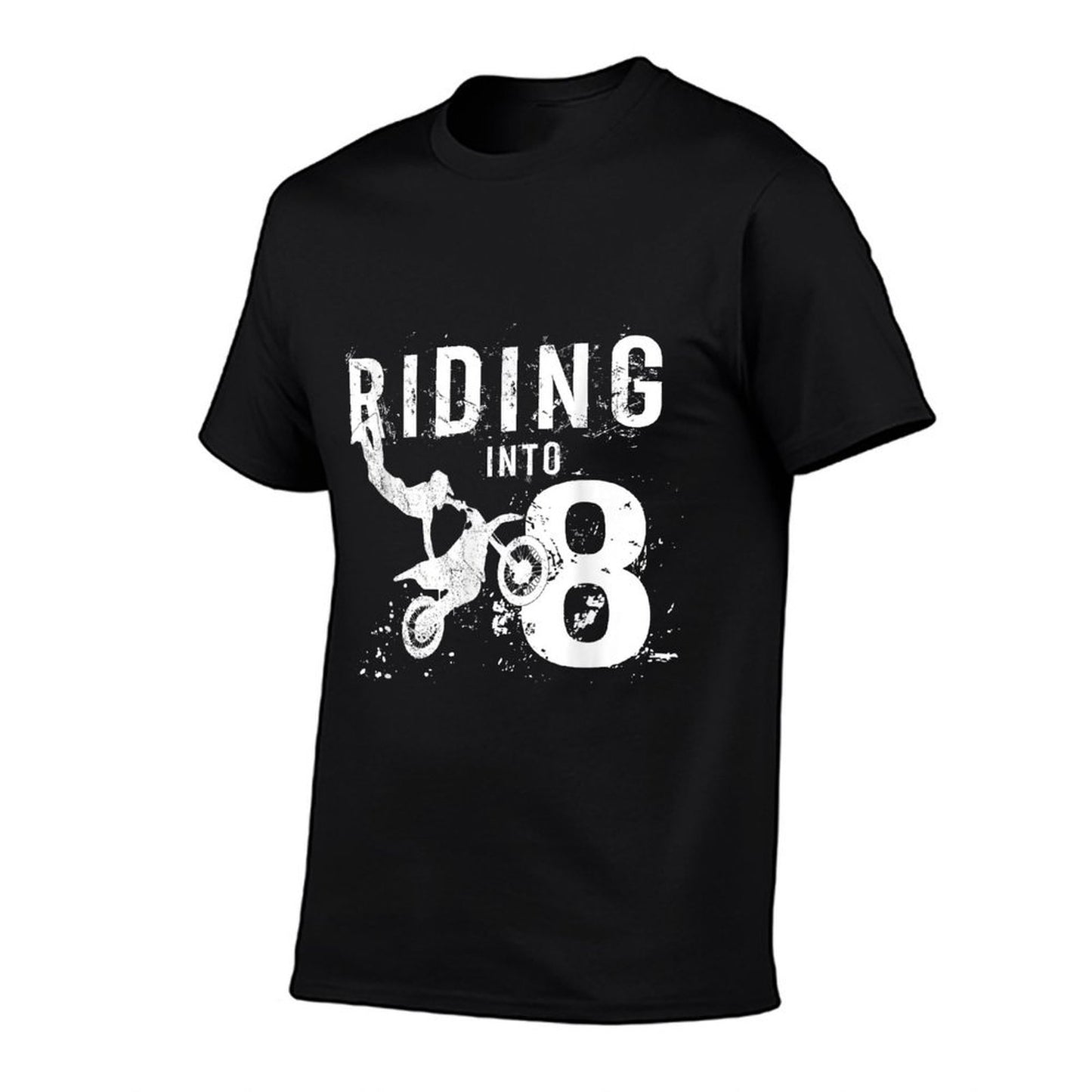 Riding Into 8 Years Old 8th Birthday Boy Dirt Bike Party  Easy-care T-Shirt