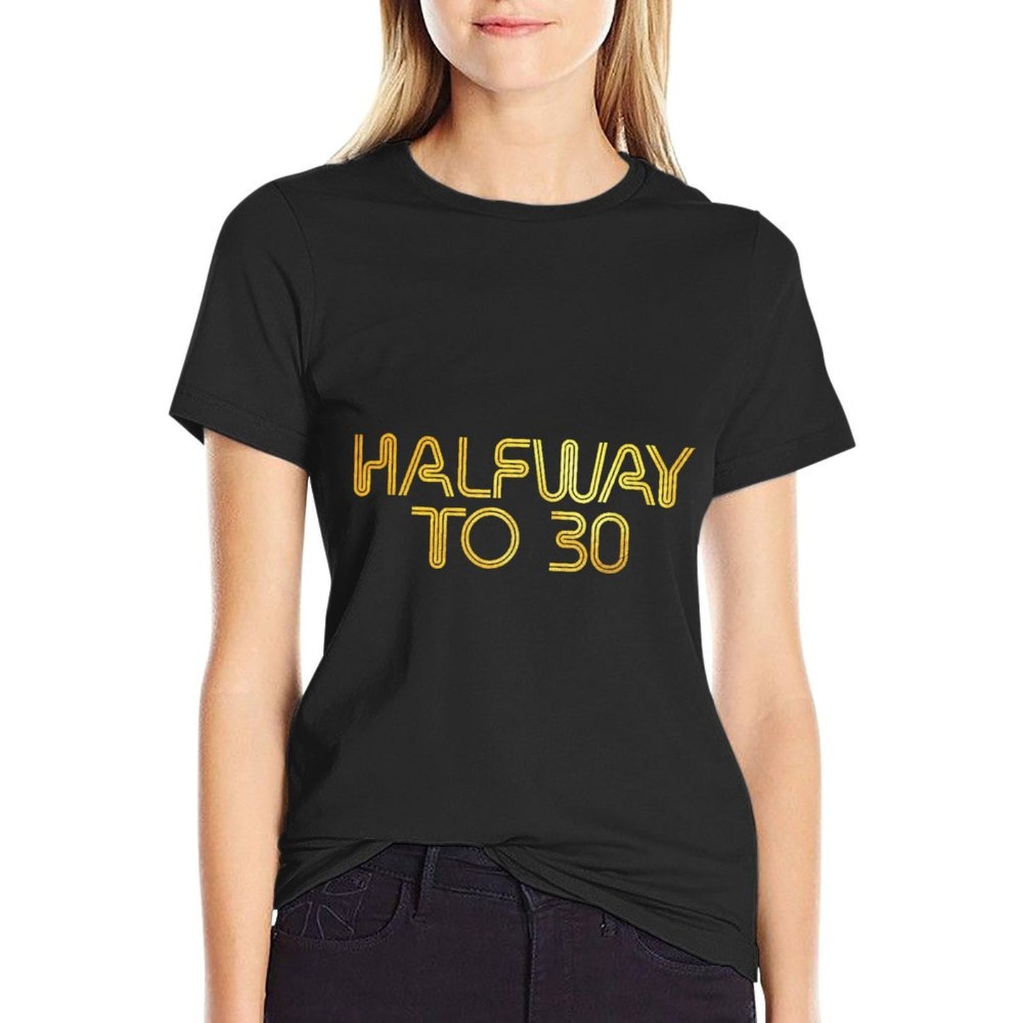 Halfway to 30 Cute Golden 15th Birthday  Wrinkle-resistant T-Shirt