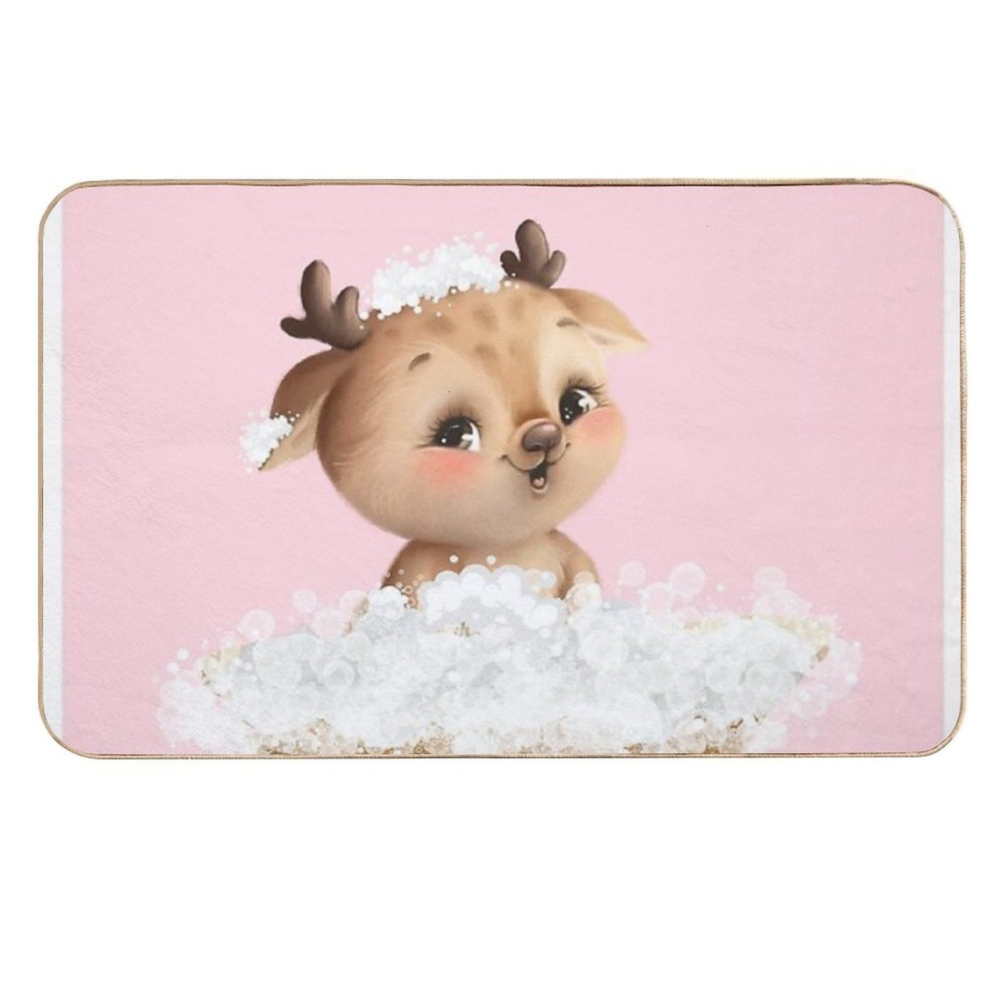 Baby Reindeer in A Bathtub, Girls Bathroom Print, Baby Animals in Tub, Whimsy Animal, Kids Bathroom Art  Easy Maintenance Bath Mat