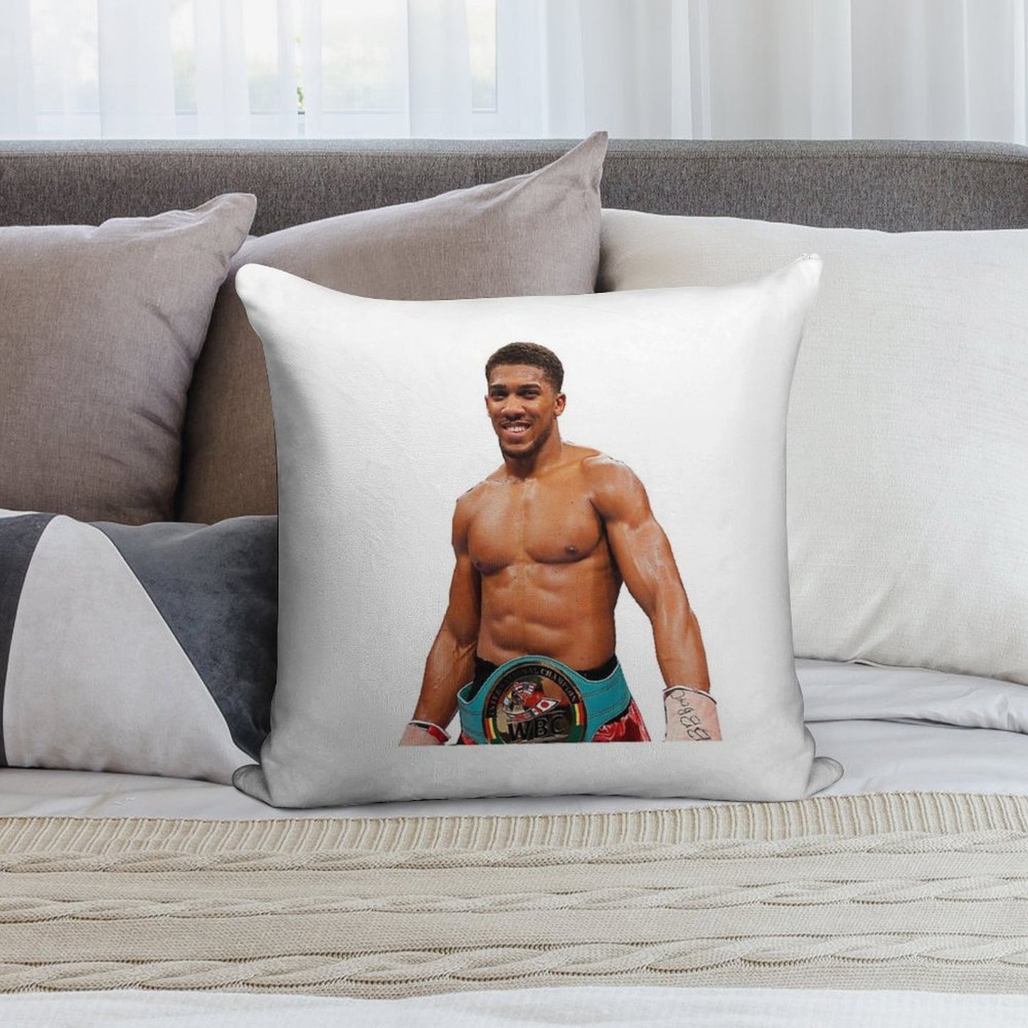 Anthony Joshua Transparent Background Boxing Soft Multiple Sizes Throw Pillow