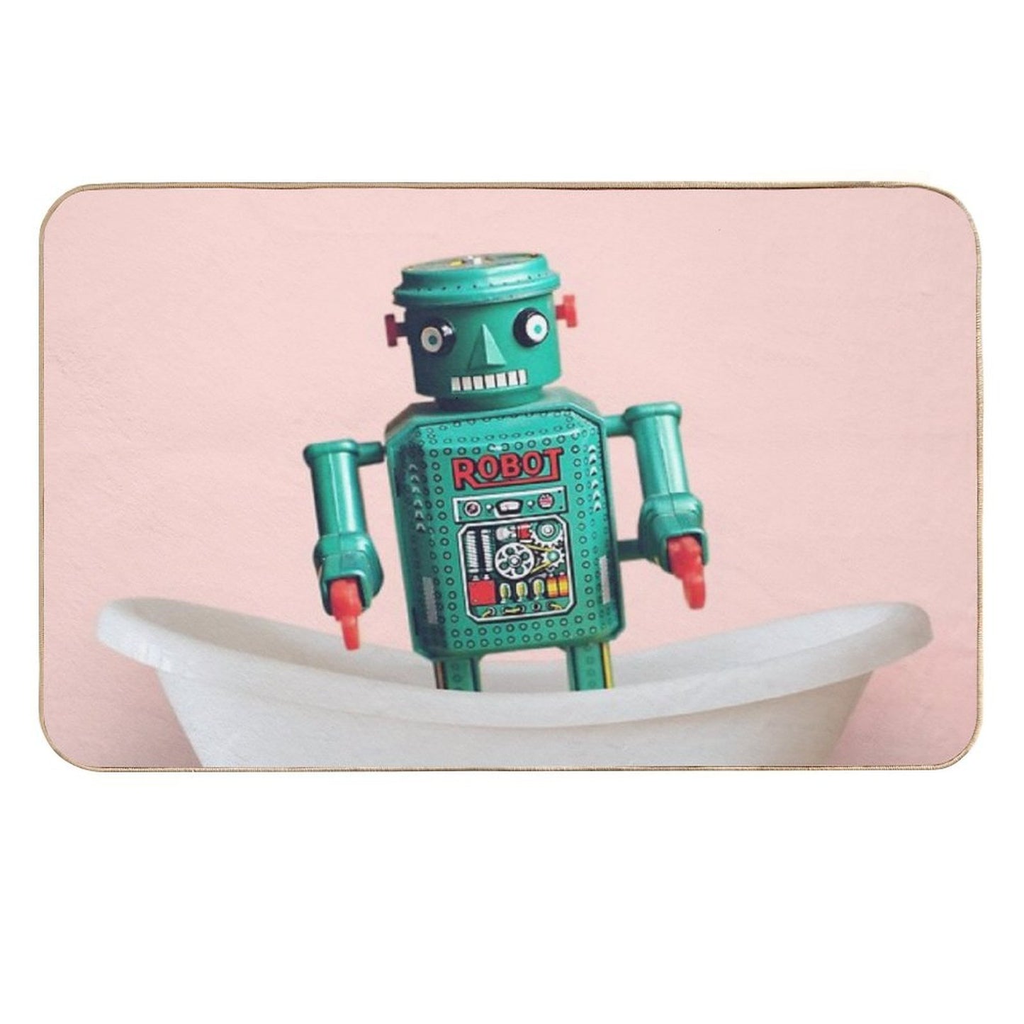 Playing Robot in Bathtub#pink  Odorless Bath Mat