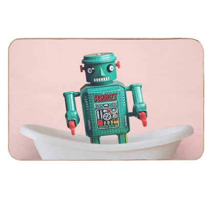 Playing Robot in Bathtub#pink  Odorless Bath Mat