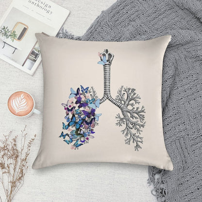 Flowers Lung, Floral Leaves, Lungs,healthy Lung, Lungs Cancer, Respiratory Therapist, Cystic Fibrosis Soft High-Density Material Throw Pillow