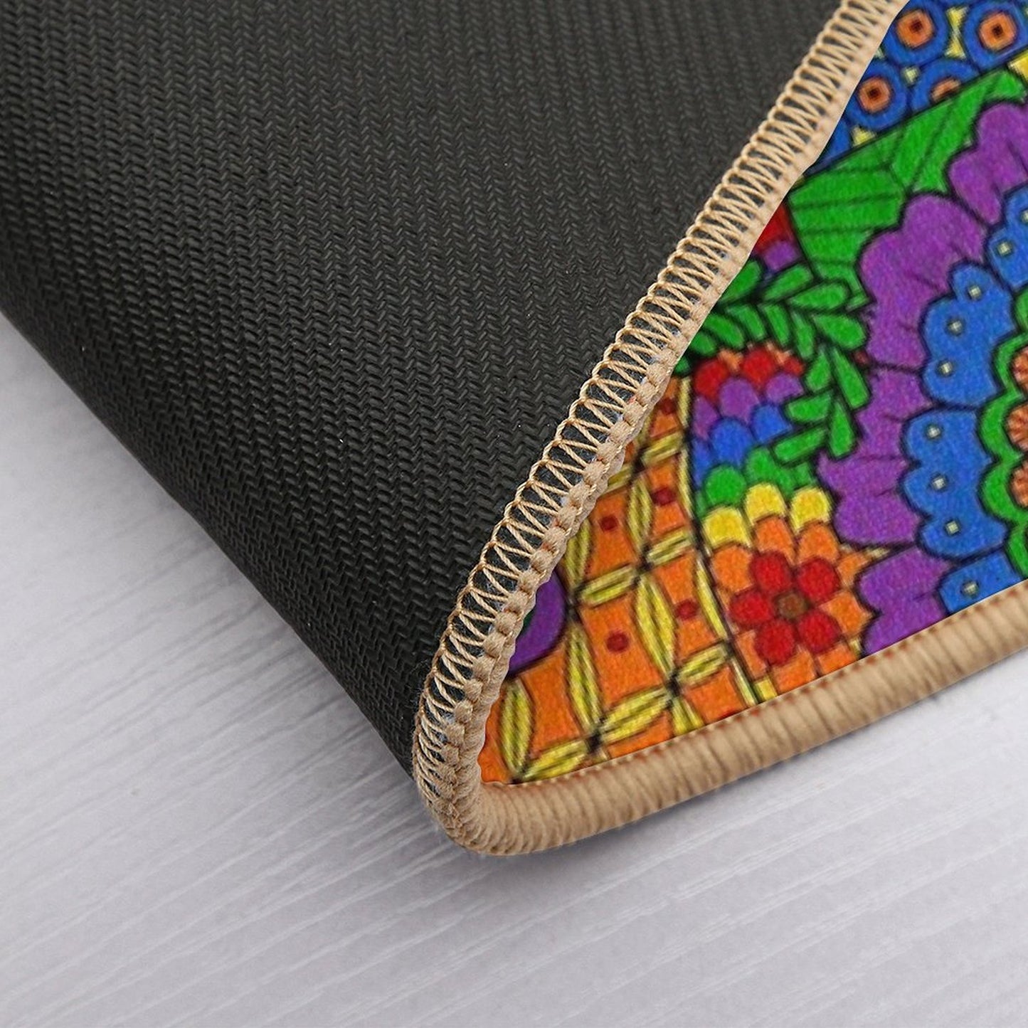 Happy Hippy Psychedelic Rainbow Design  Long-Lasting Bath Mat