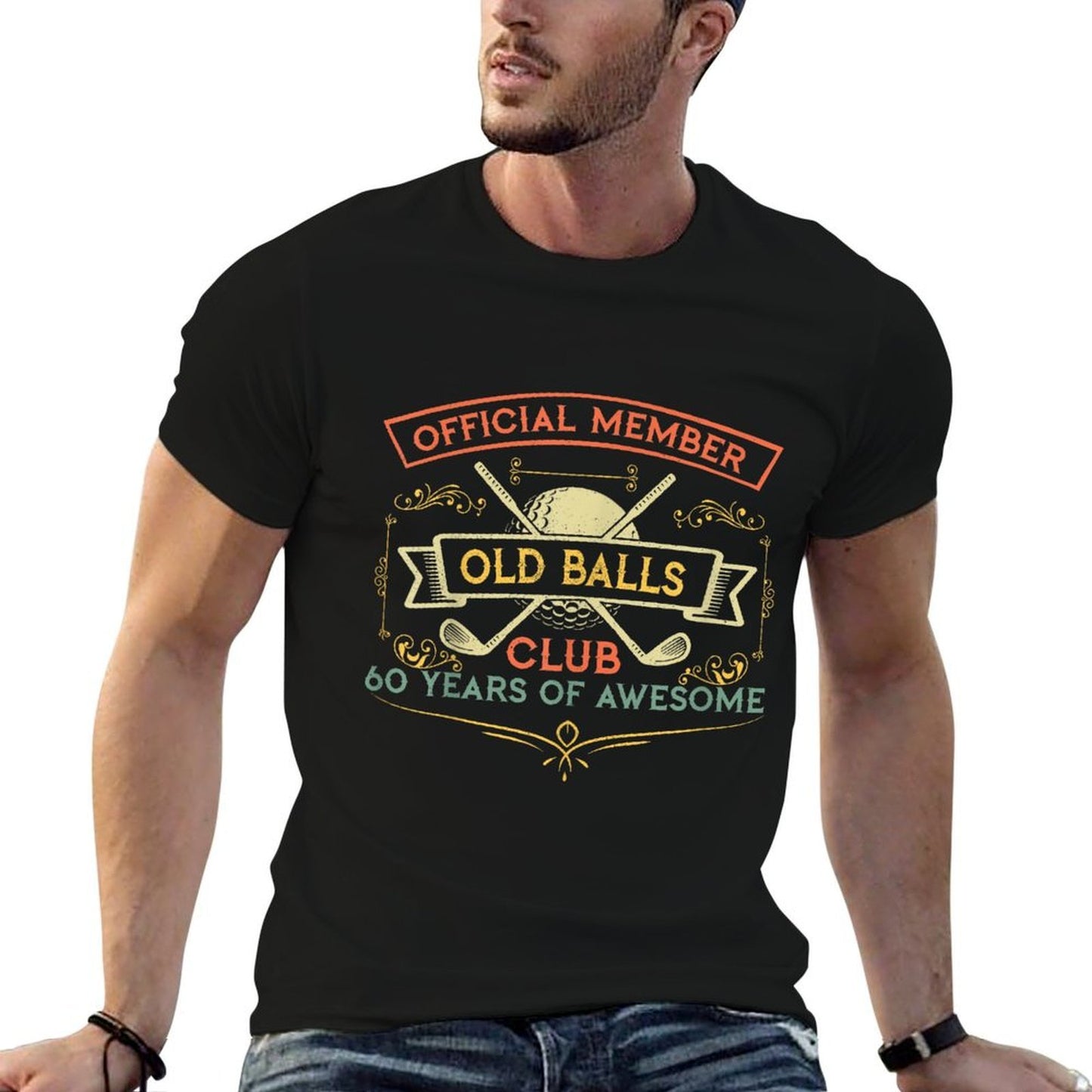 Funny 60th Birthday Old Balls Club 60 Year Old Golfer  Rolled Sleeves T-Shirt