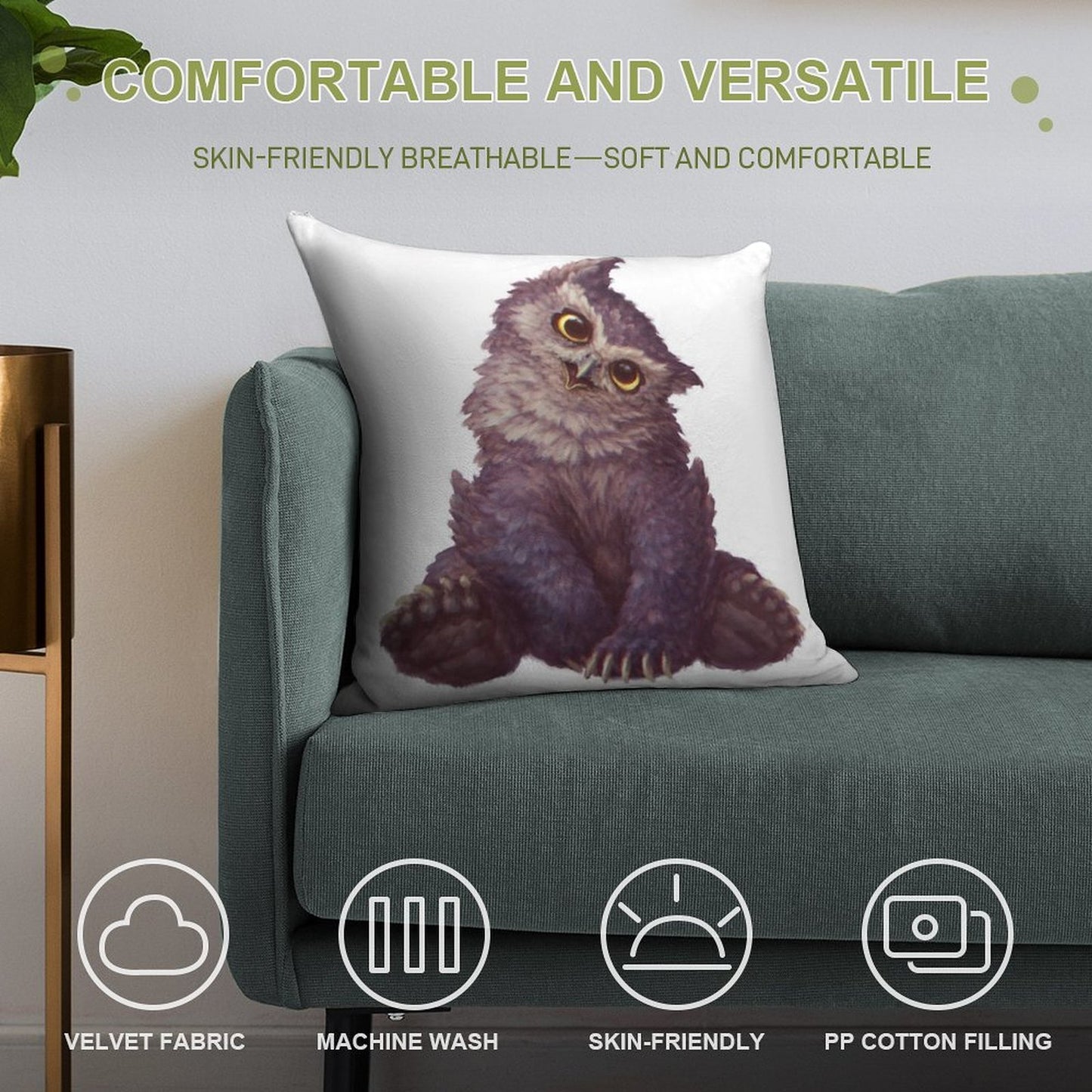 Owlbear Cub Soft Warmth Comfort Throw Pillow