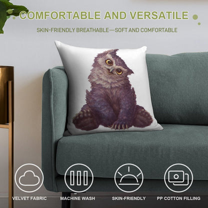 Owlbear Cub Soft Warmth Comfort Throw Pillow